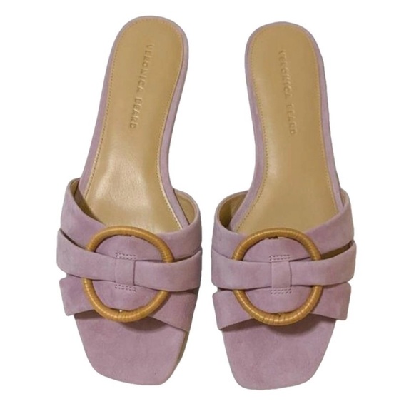 Veronica Beard Shoes - Veronica Beard Madeira Suede Mauve /Pale Purple & Rafia Slip On Sandals 10 M